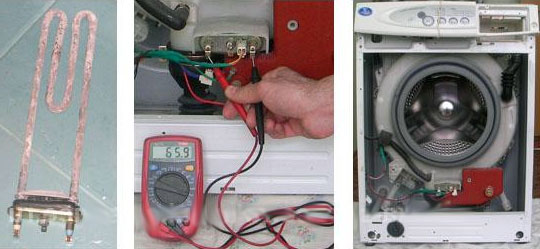  Изпитване на нагревателния елемент на пералната машина