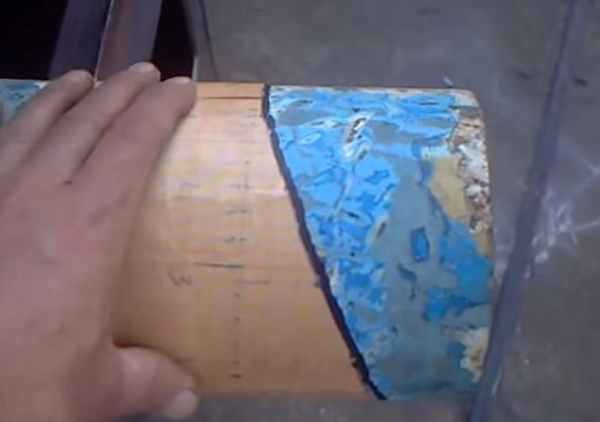  Нарежихме тръбата на 45 градуса