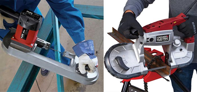  Рязане на метален лентов трион в ръчен режим