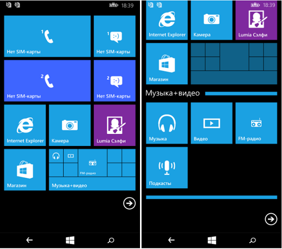  Меню на Smartphone